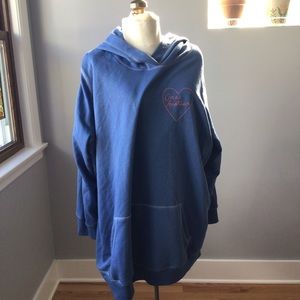 New  Old Navy hoodie sz4X plus blue with embroidered heart design